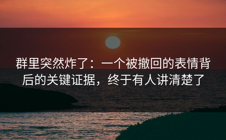 群里突然炸了：一个被撤回的表情背后的关键证据，终于有人讲清楚了